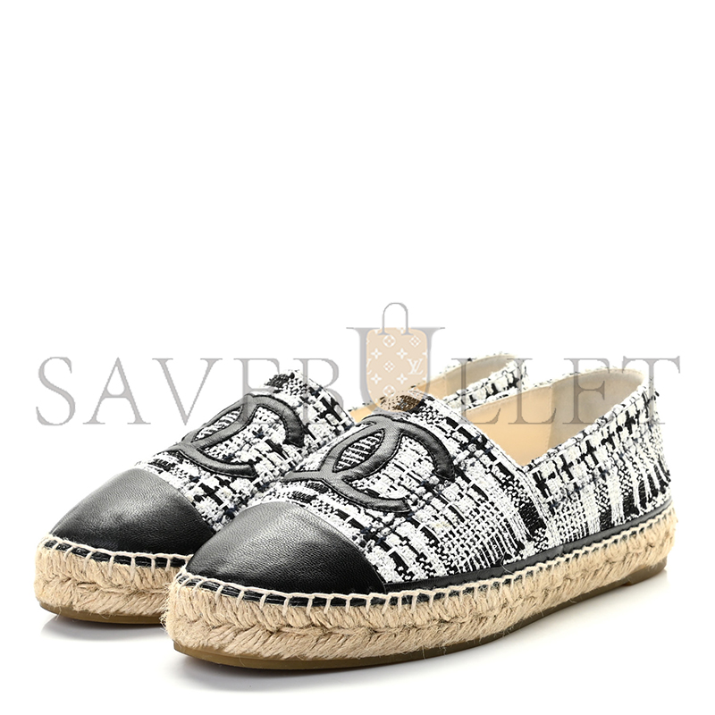 Ch*el tweed cc espadrilles black white g29762